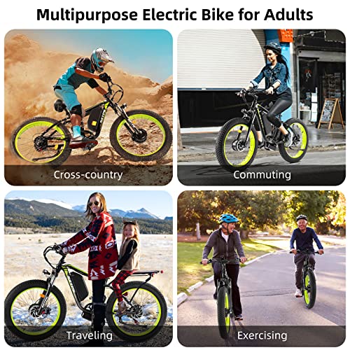 1500W Electric Bike For Adults, 26" Fat Tire Electric Mountain Bicycle, 48V 22.4Ah Removable Li-Ion Battery, Max 30.5Mph E-Bike Snow Beach,Electric Bicycle With Shimano 7 Speed Suspension Fork #TOP5