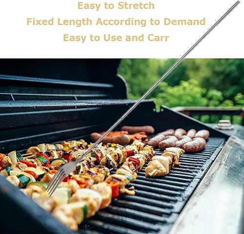 Miniatura 6 de Tenedor telescópico ajustable horquilla extensible horquilla larga tenedor extensible horquilla extra larga de acero inoxidable, para comer,