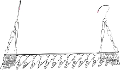 Fydun Balcony Clothes Drying Rack with 36 Clips Less Steel Socks and Shoe Rack Wide Range of Uses