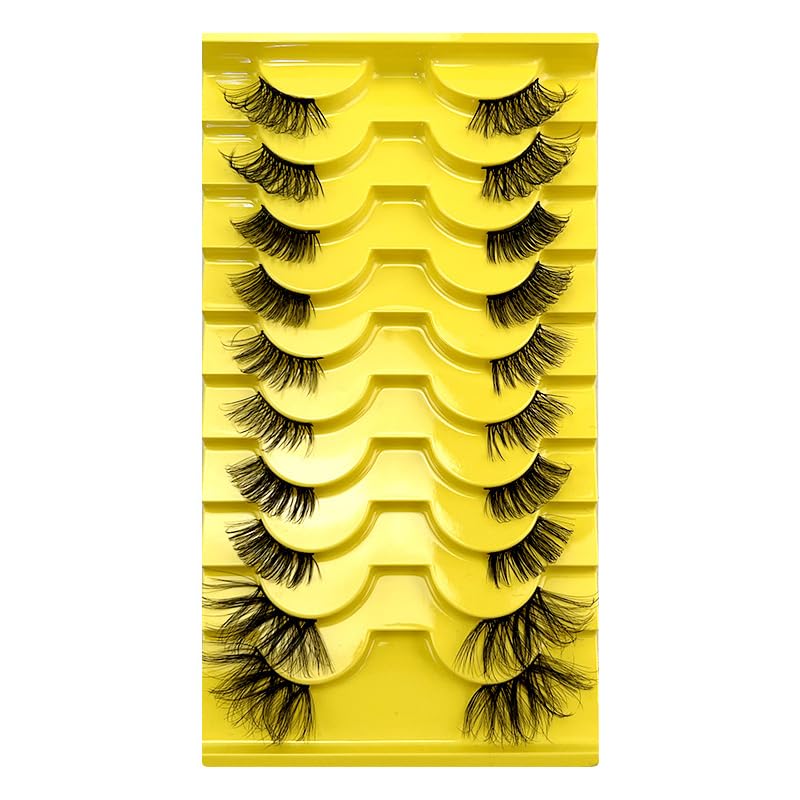 Miniatura 7 de 10 pares de pestañas postizas de banda transparente, diseño LASGOOS, aspecto natural, cruz de esquina, falsas, uso diario, para uso diario, mini