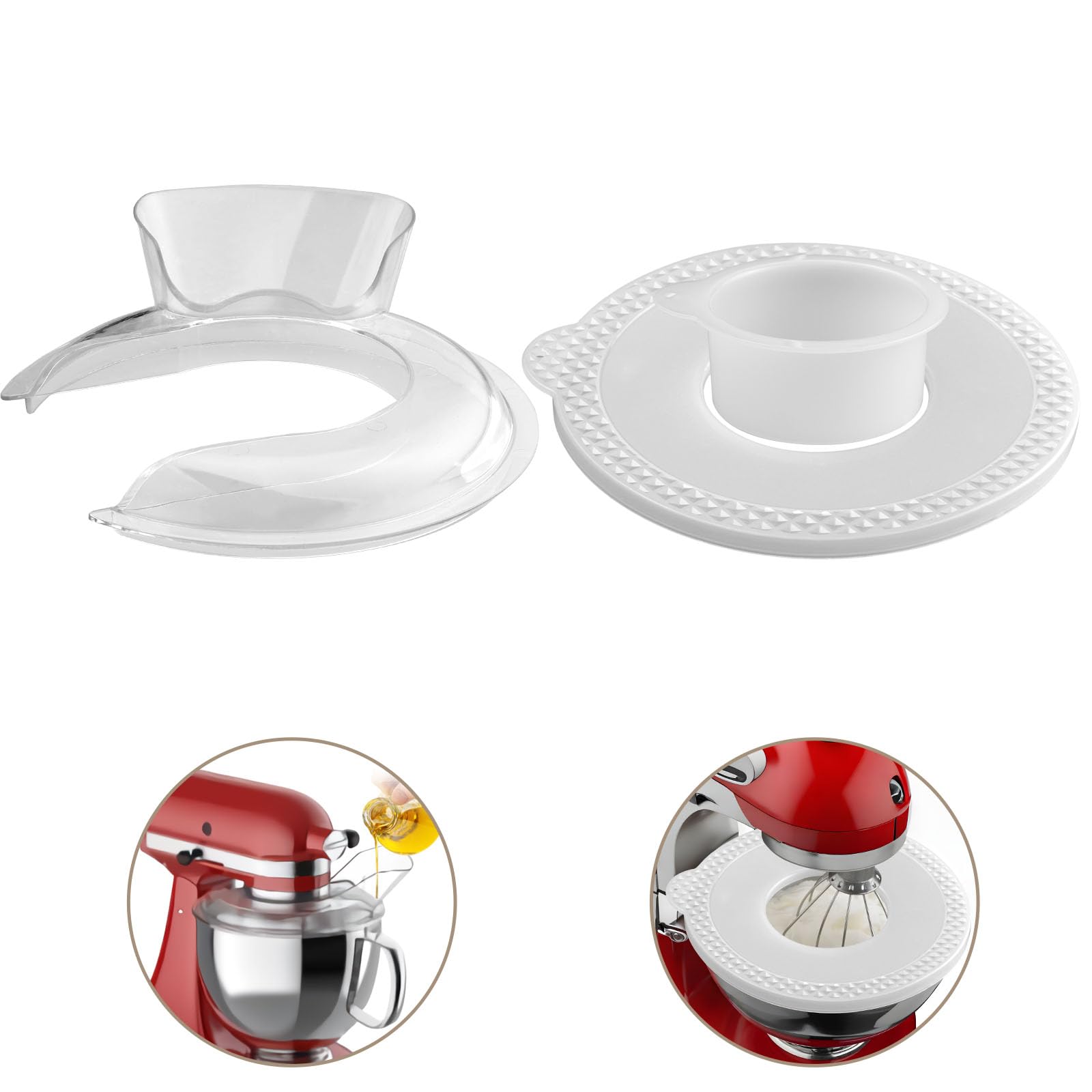 HOMGEN 2 PCS Protège-Bec et Couvercle du Bol mélangeur pour 4.5 et 5QT KitchenAid Protecteur de bec verseur pour différents bols à mélanger/couvercles pour bol en acier inoxydable moyen