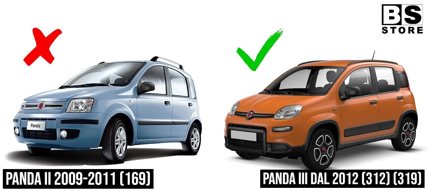 BSSTORE Specchietto Retrovisore Esterno Nero per Panda dal 2012 (312, 319) con Regolazione Manuale e Calotta Da Verniciare (Destra - Lato Passeggero)