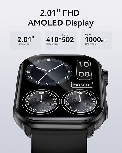 Miniatura 2 de Reloj inteligente para mujer, reloj inteligente grande de 2.01 pulgadas, pantalla AMOLED, reloj de seguimiento de fitness, relojes inteligentes para