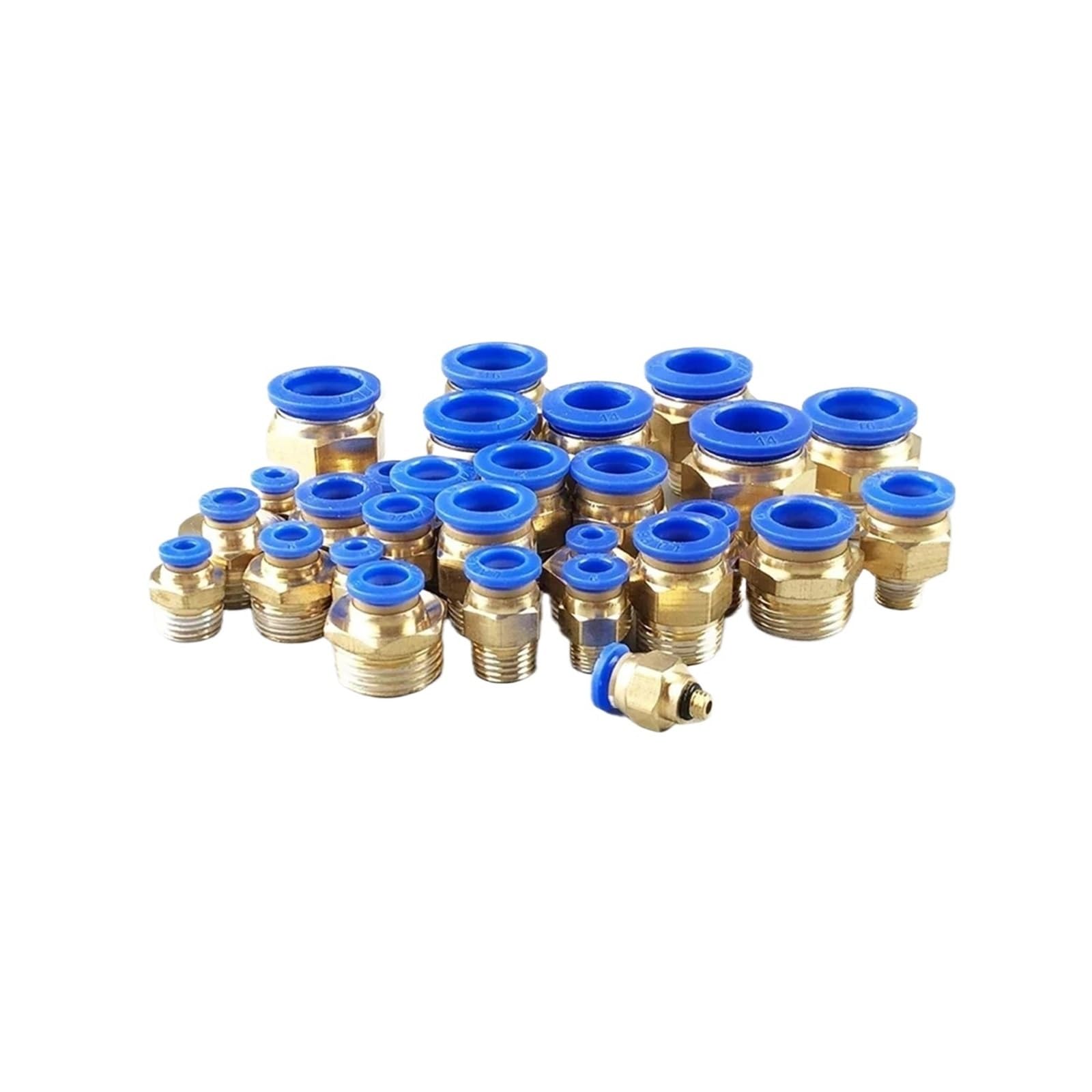 plumbify store Lot de 20/50 raccords pneumatiques rapides PC 4-12 mm for tuyaux de 1/8", 1/4", 3/8" à 1/2", raccords d'air haute pression anti-fuite(PC6-04 (1I2),20 PCS)