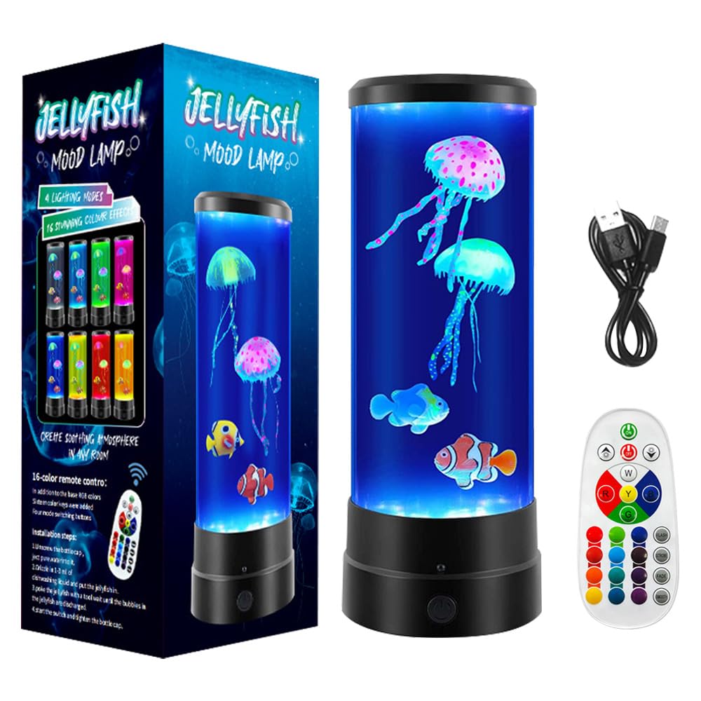 Mineup Lampada Meduse Acquario, lampada da medusa con 17 colori Lampada Medusa Lava, Jellyfish Lava Lamp, Lampada con Meduse in Movimento, Lampada lava per casa camera da letto ufficio regalo