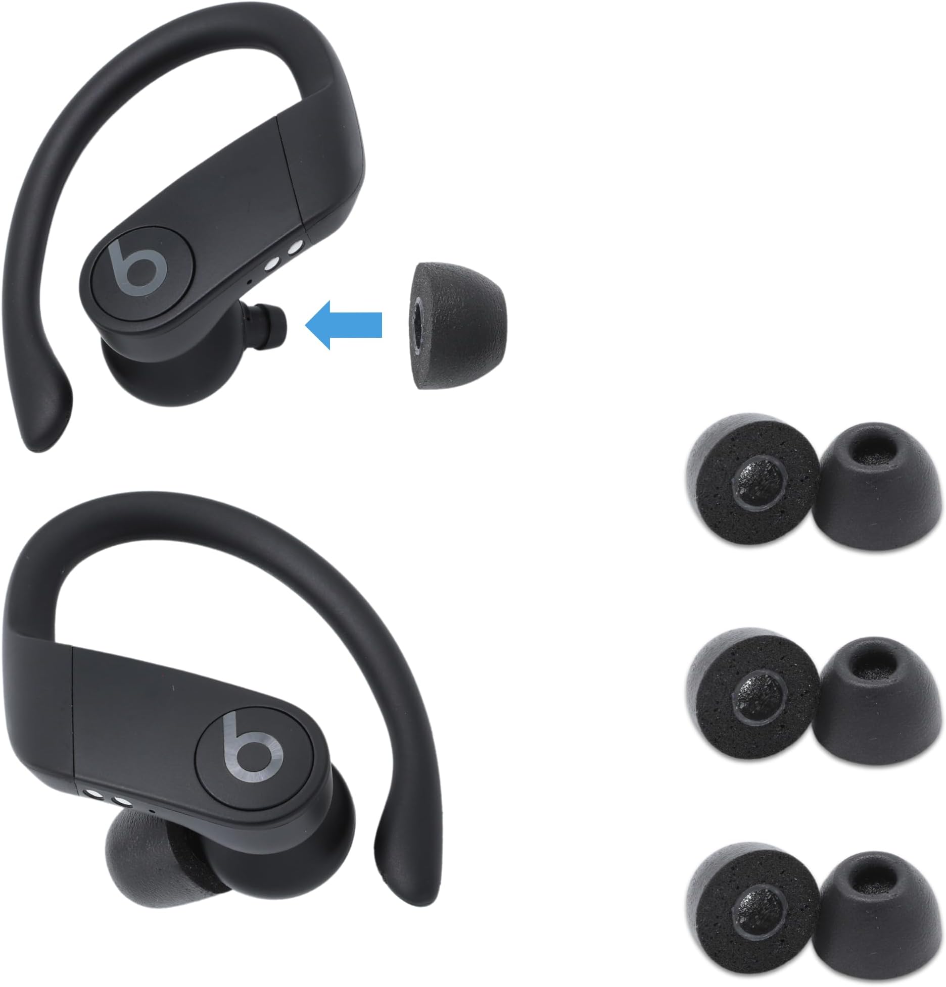 Foam Sport Pro Ear Tips for Beats Powerbeats Pro, Powerbeats, Small, 3 Pairs – Comfortable, Secure Fit, Noise Reducing, Memory Foam Earbud Tips, Earbud Replacement Tips, Made in the USA
