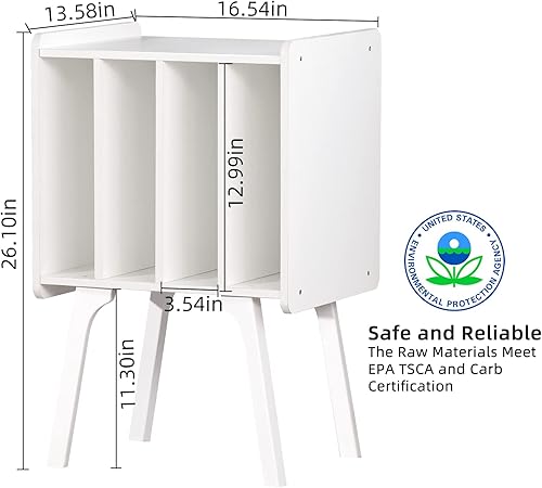 Miniatura 2 de Soporte para tocadiscos, mesa de almacenamiento para discos de vinilo con 4 gabinetes, almacena hasta 100 álbumes, moderna mesa para tocadiscos