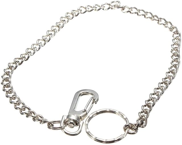 38cm Long Hipster Strong Metal Curb link chain Ring Keyring Keychain Key Chain Silver Key Wallet Belt Ring Clip Key Fob Keyfob