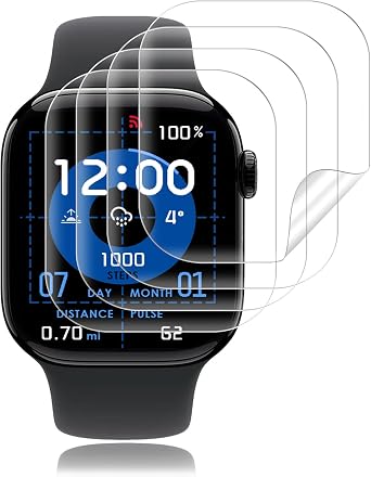 Carantee Pack of 4 Screen Protectors for Tempered Glass for Apple Watch 10 0.33 mm self-healing TPU scratch-resistant screen protector HD anti-fingerprint bubble-free high touch sensitivity