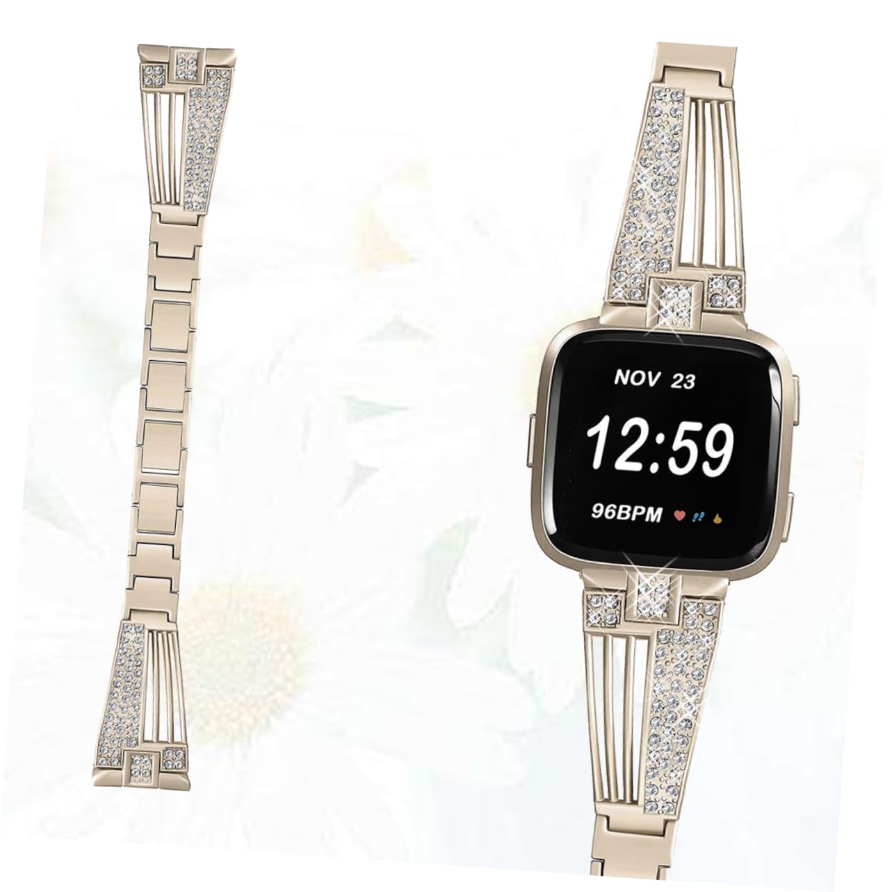 Gatuida 3pezzi Cinturino Acciaio Inossidabile Per Con Rhinestone Sostituzione Elegante e Resistente Design Ventaglio Vintage Oro Cinturino Sostituibile Per Orologi Chic