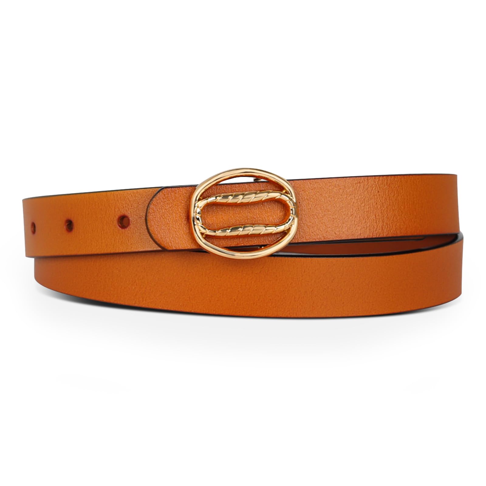 Women's Fashion Classic Metal Buckle Leather Belt with Jeans Dress