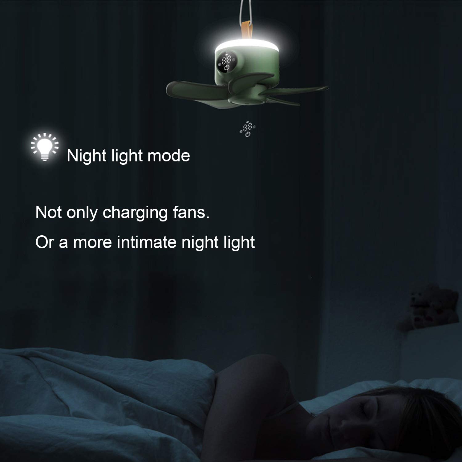 Wentylator ogniwowy kempingowy z lampkami nocnymi LED przenośny zasilany bateriami cichy wentylator USB
