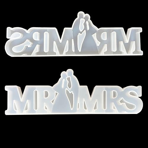 Miniatura 2 de Yalulu Mr & Mrs - Molde de resina para fundición de letrero de palabras, moldes de resina epoxi para mesa de boda, mesa de fiesta, decoración del