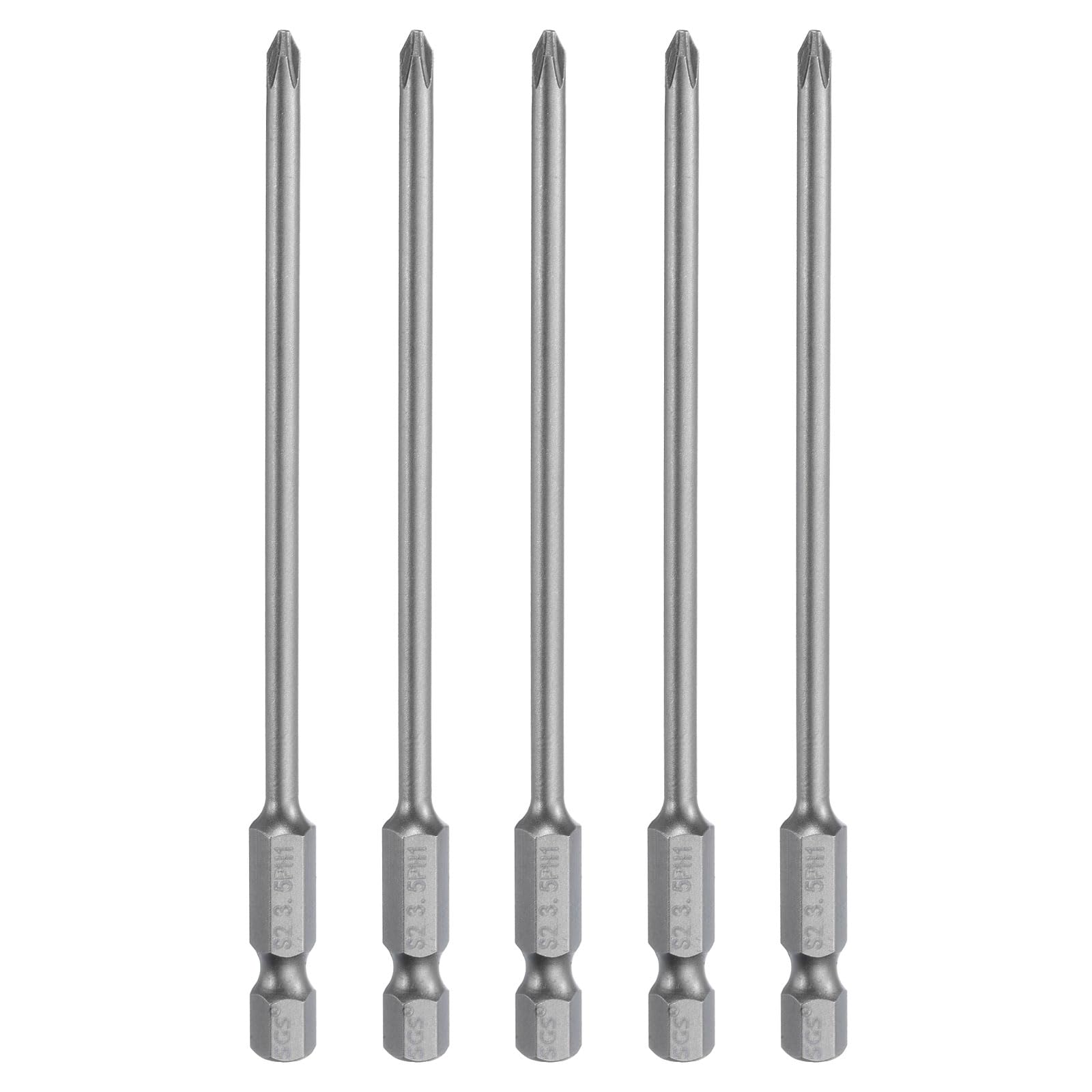 QUARKZMAN 5pcs #1 Phillips Punta de Destornillador, PH1 Puntas Atornillador Imantada Cruzada Magnética S2 Acero 1/4" Vástago Hexagonal Brocas de Taladro Industrial, 110mm x 3.5mm (L*D）