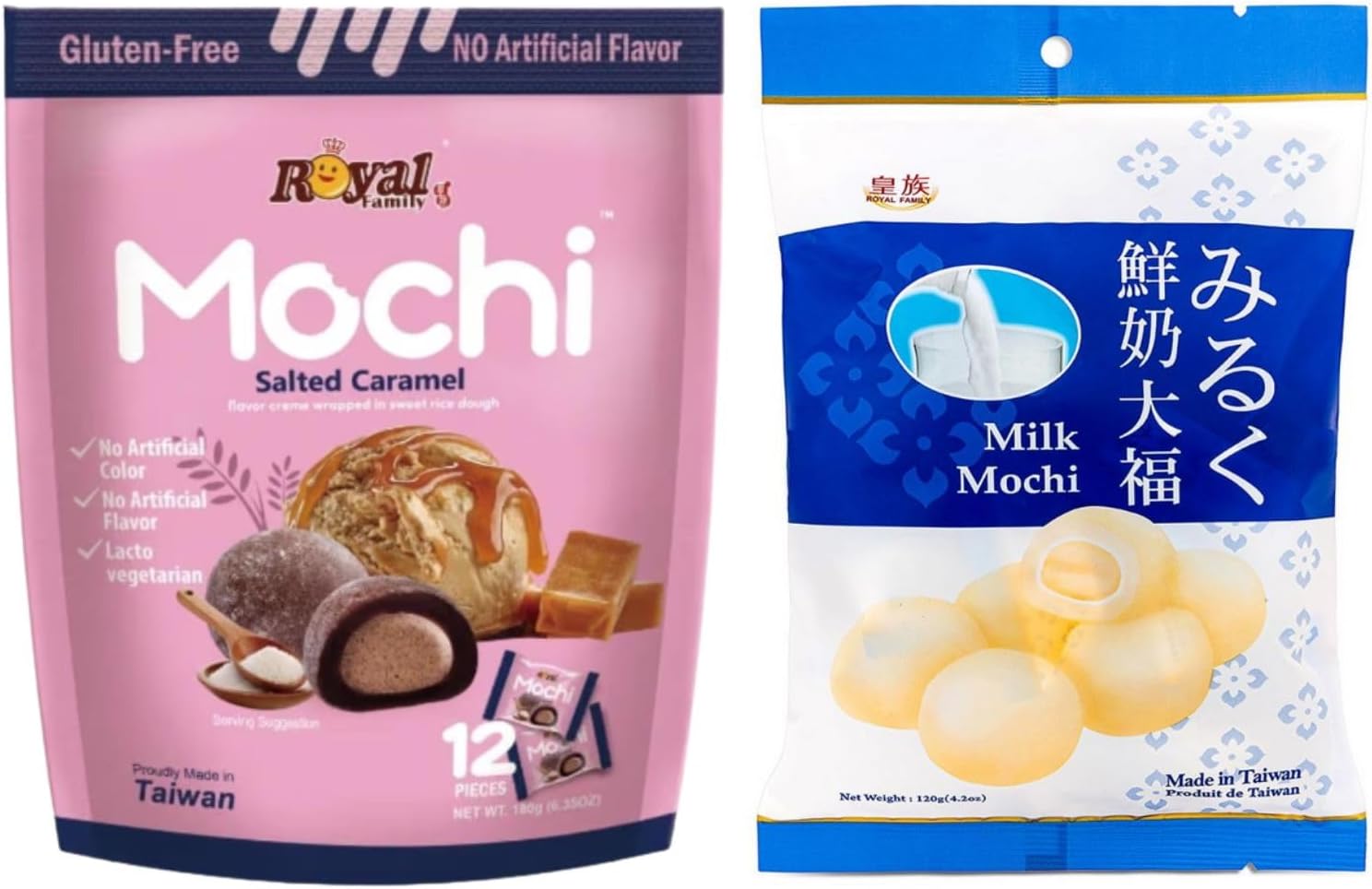 Royal Family Mochi - Korean Cuisine - Glutenous Rice Treats - 2 packs - Halal (MILK/Salted Caramel)