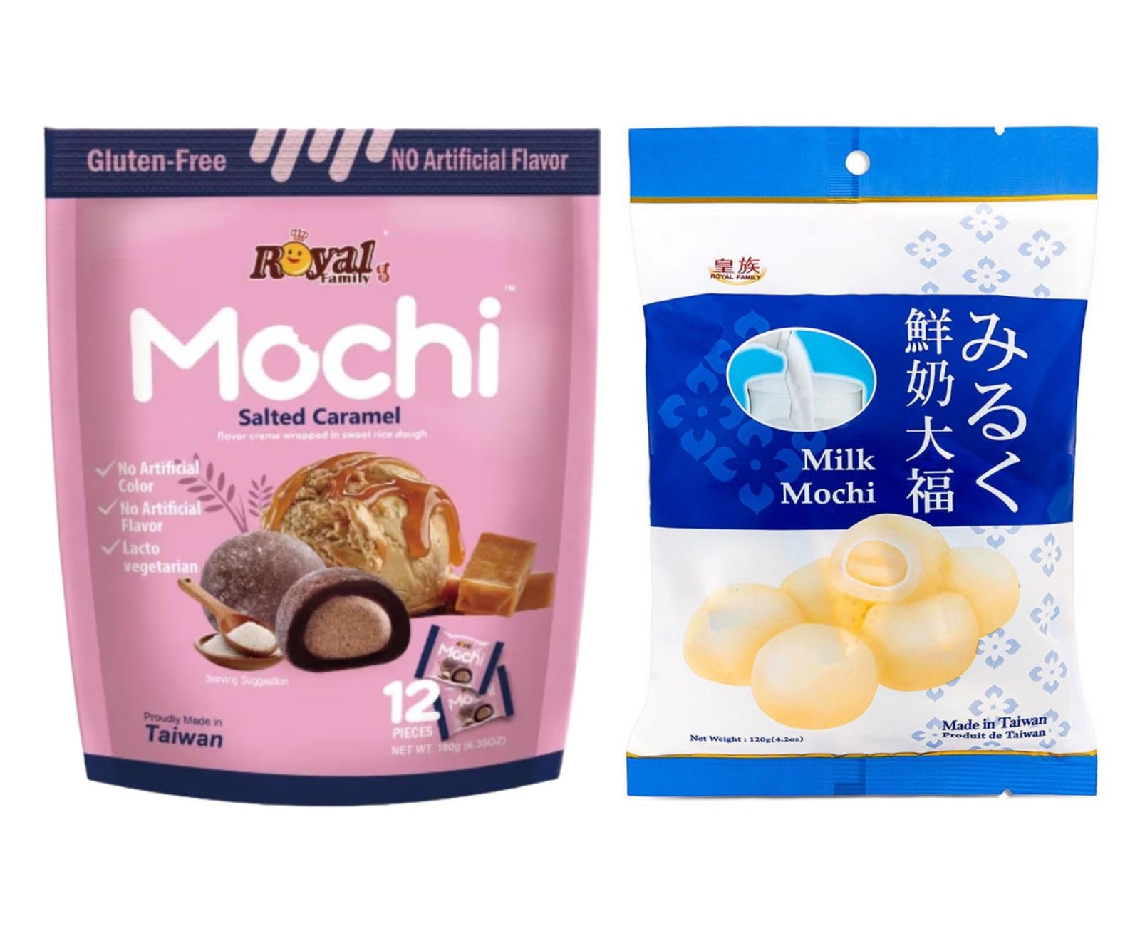 Royal Family Mochi - Korean Cuisine - Glutenous Rice Treats - 2 packs - Halal (MILK/Salted Caramel)