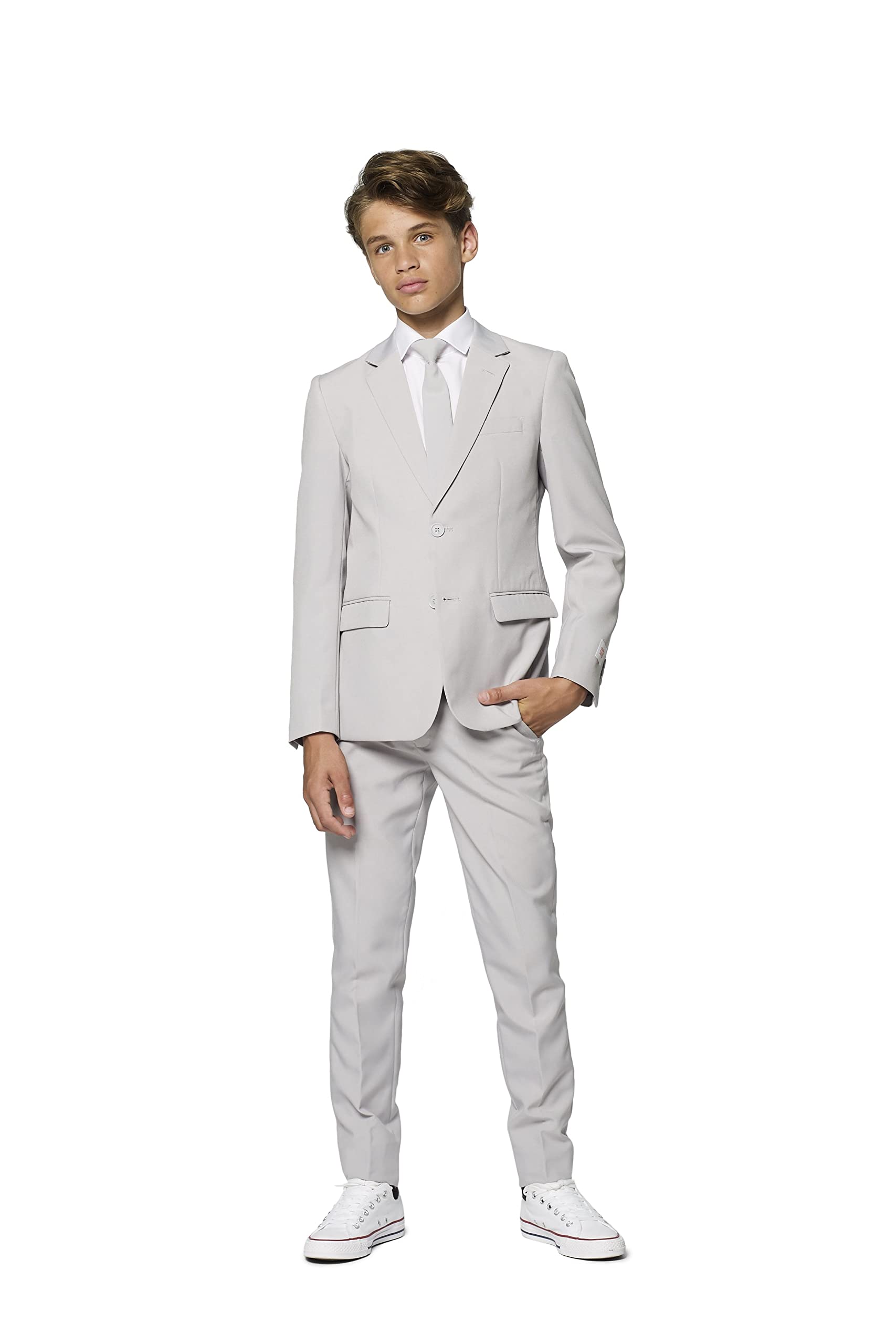 OpposuitsTeen Boys Formal Suit Set – Blazer, Pants & Tie for First Communion, Graduation, Wedding & Special Occasions