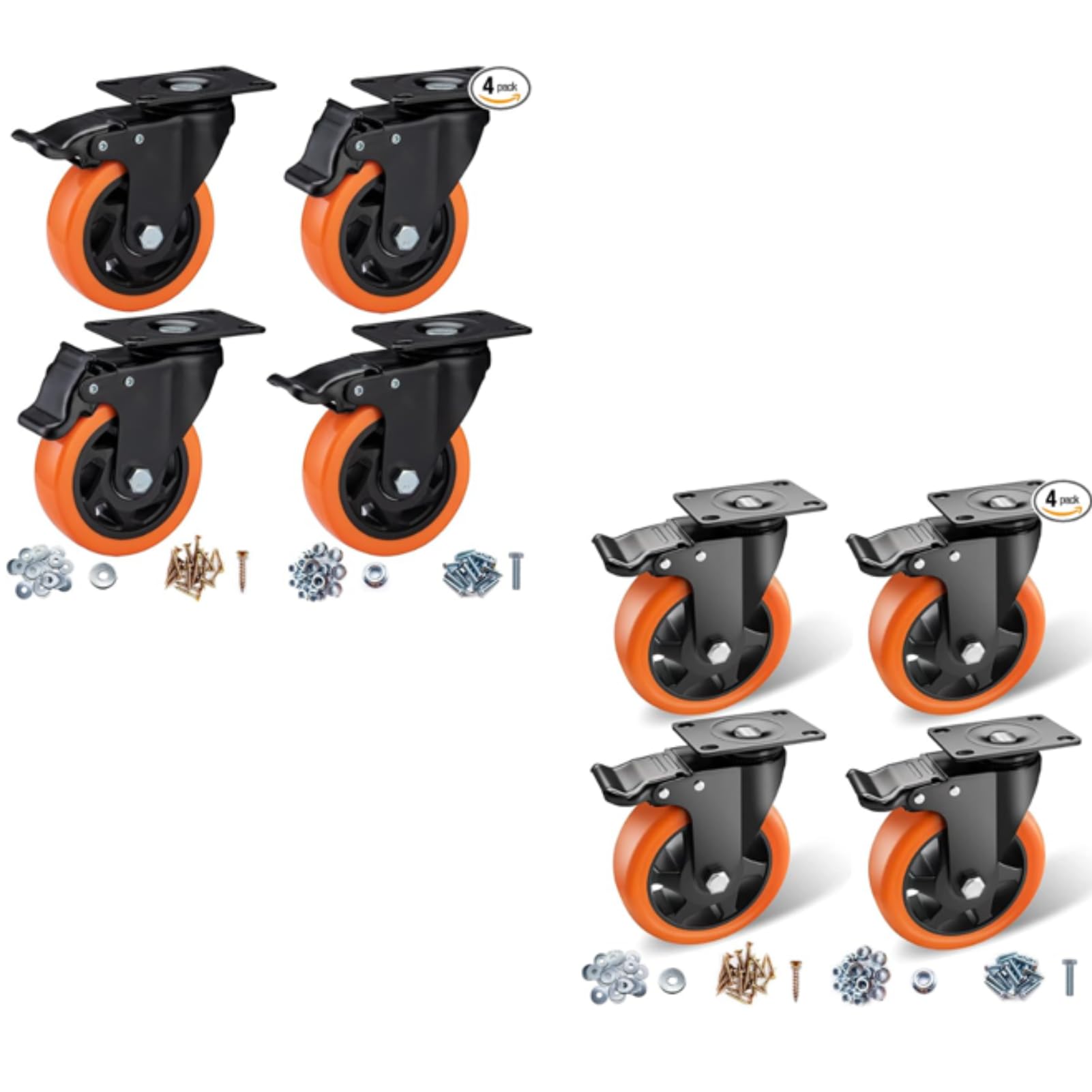 Nfbcxutkw 5 Caster Wheels Bundle, 4" & " Casters Set Of 4 Heavy Duty, Swivel Plate Caster, No Marks Castor Wheels For Carts Furniture And Workbench - Pack Of 8