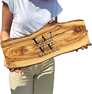 Olive wood cutting board large - Live edge charcuterie board - Wood Cheese Board - Housewarming gifts new home women - Personalized wedding registry gift