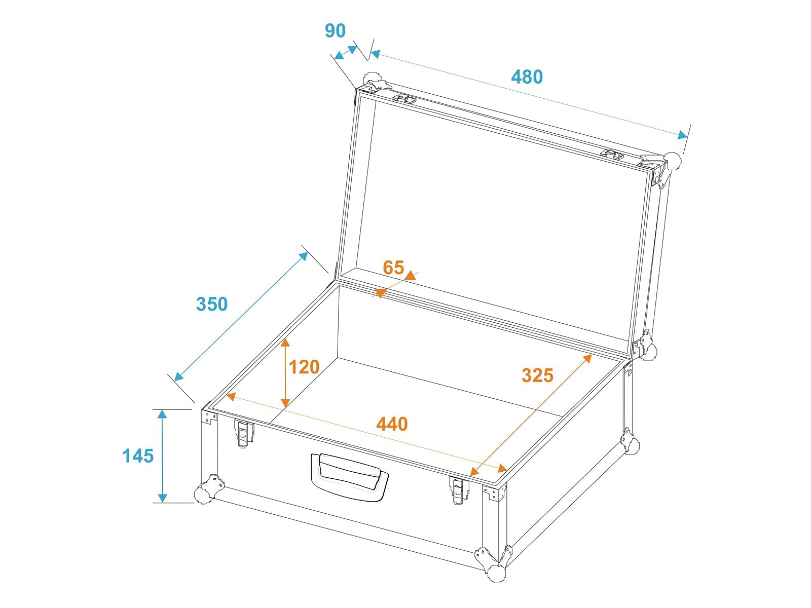 ROADINGER Universal-Koffer-Case Tour Pro 48x35x24 Cm – Schwarz, Flightcase Mit Schaumpolsterung | Bis 25 Kg Belastbar