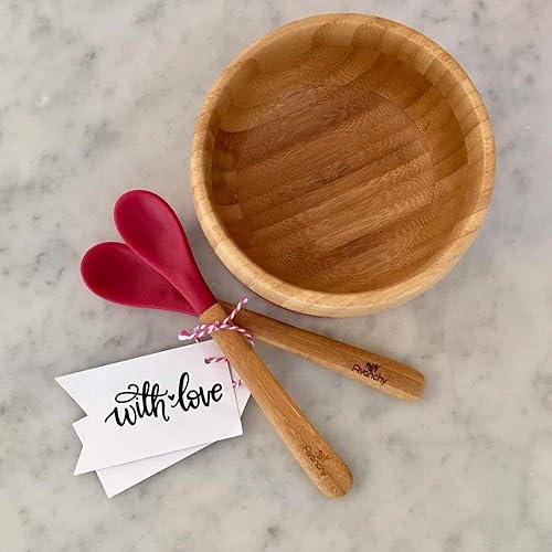 Miniatura 9 de Avanchy Juego de cucharas de bambú y silicona para bebés, utensilios de alimentación autónoma, destete LED para bebés de 4 meses, 5 unidades, con