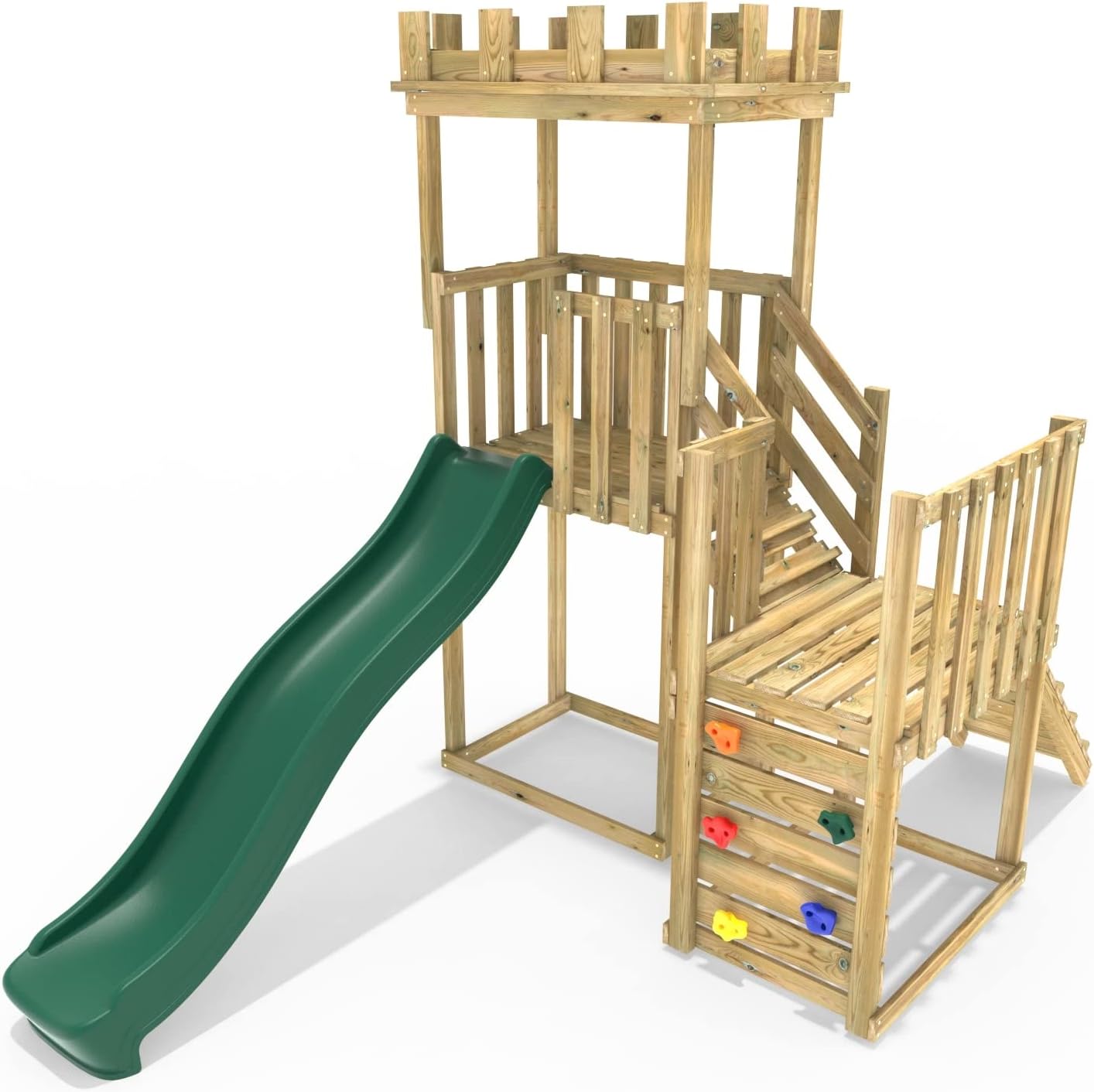 PlayClimb Wooden Play Castle Climbing Tower Playset Tall Tower Duo