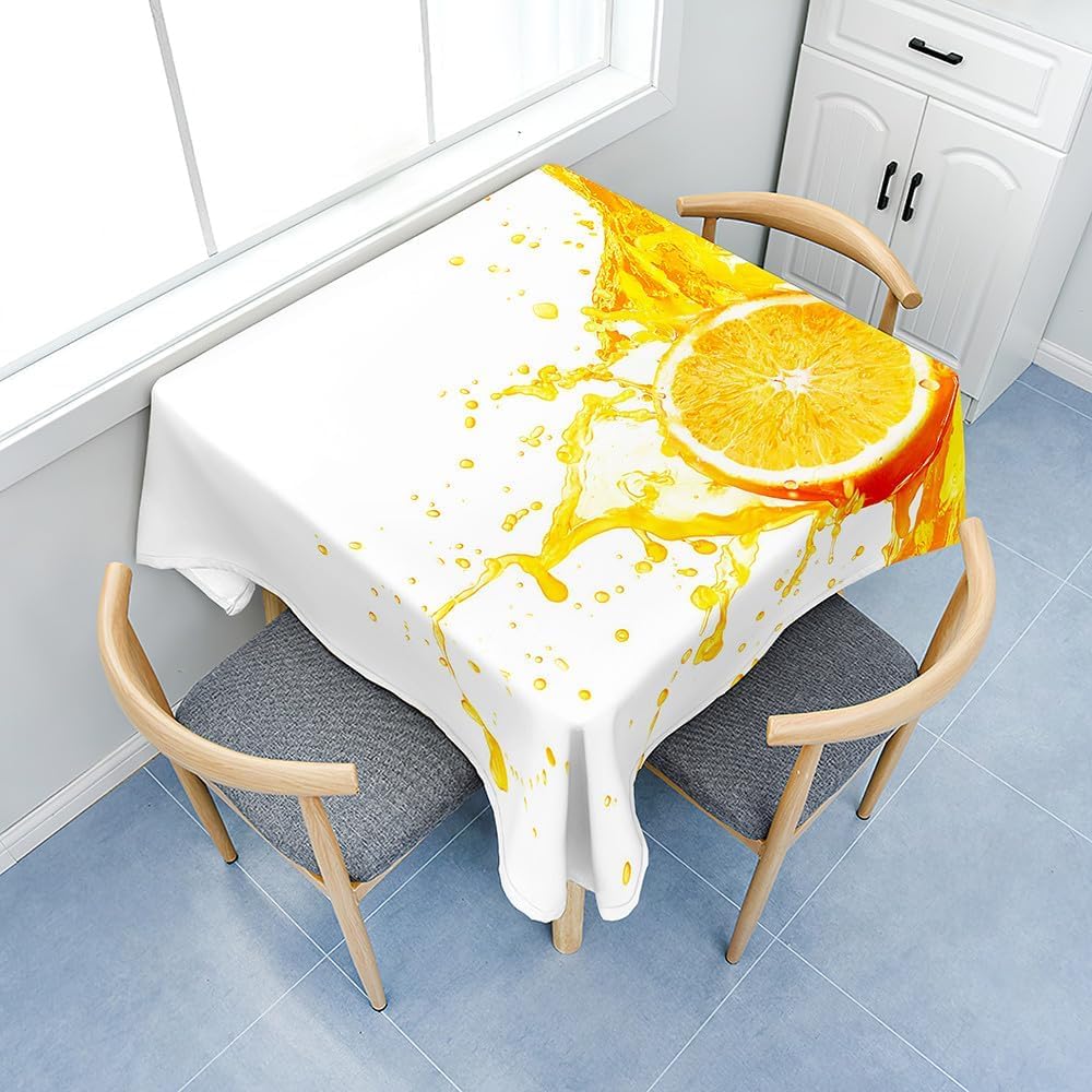 Mantel Mesa Rectangular Naranja, Manteles Antimanchas Blanco, 3D Impresión Mantel Impermeable Lavable para Cocina Salón Comedor, 140x300 cm Q.P780
