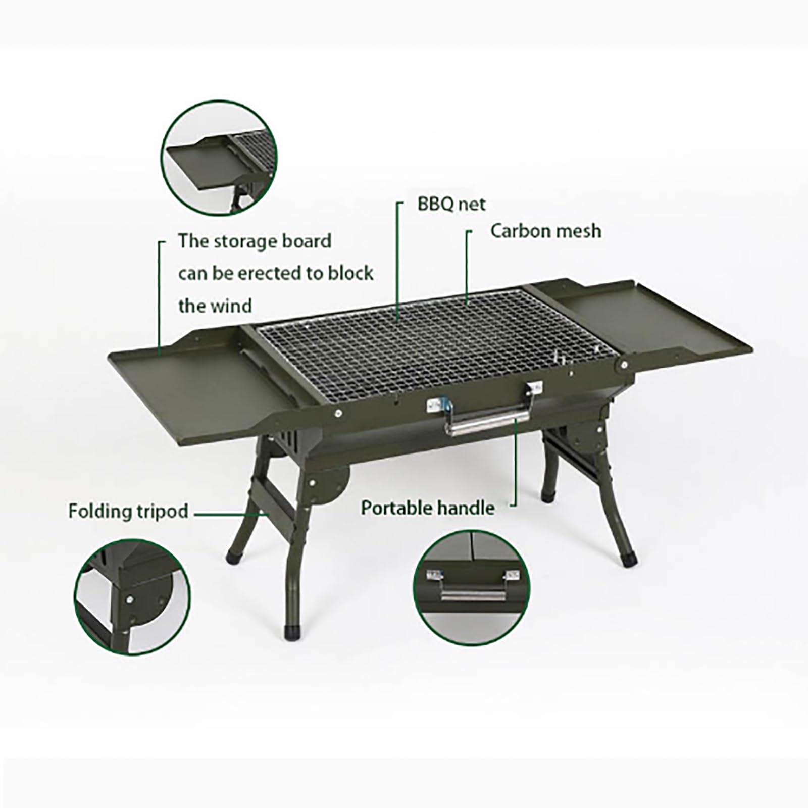 ERICAT Holzkohlegrills, Tragbarer Holzkohleständer mit Griff, Einzigartiges Klappdesign und Stabiler Tischgrill, Langlebig, Platzsparend und Einfach Zu Transportieren, für Lagerfeuer, Terrasse