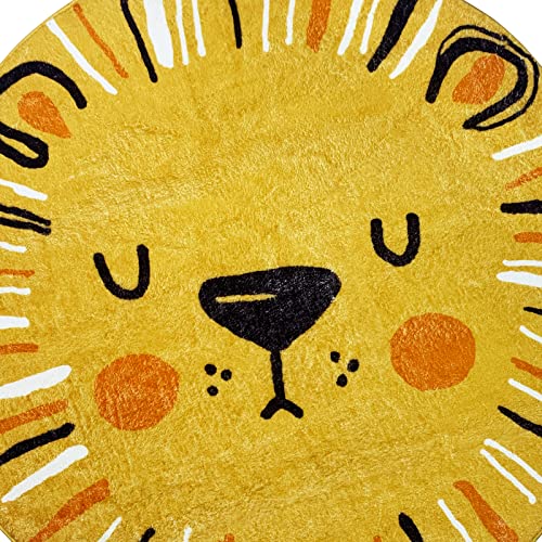 Ustide Lion Baby Play Mat, Cute Animals Large Round Area Rug Washable Non-Slip Baby Creeping Crawling Carpet Cartoon Rugs For Nursery Playmat Playroom Bedroom Room Decor(47.2") #TOP3