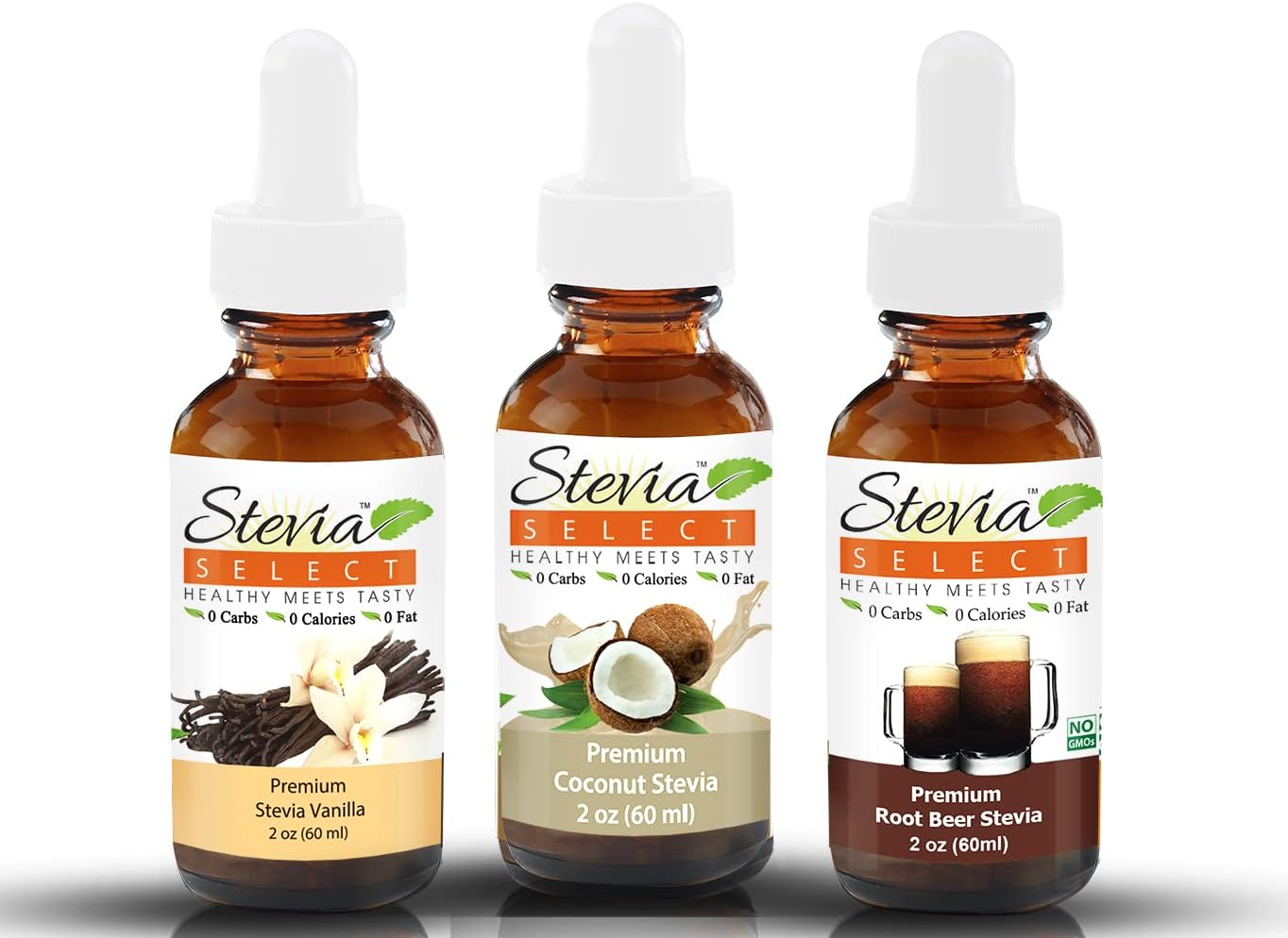 Stevia Drops Coconut, Vanilla, & Root Beer Stevia Select Keto Coffee