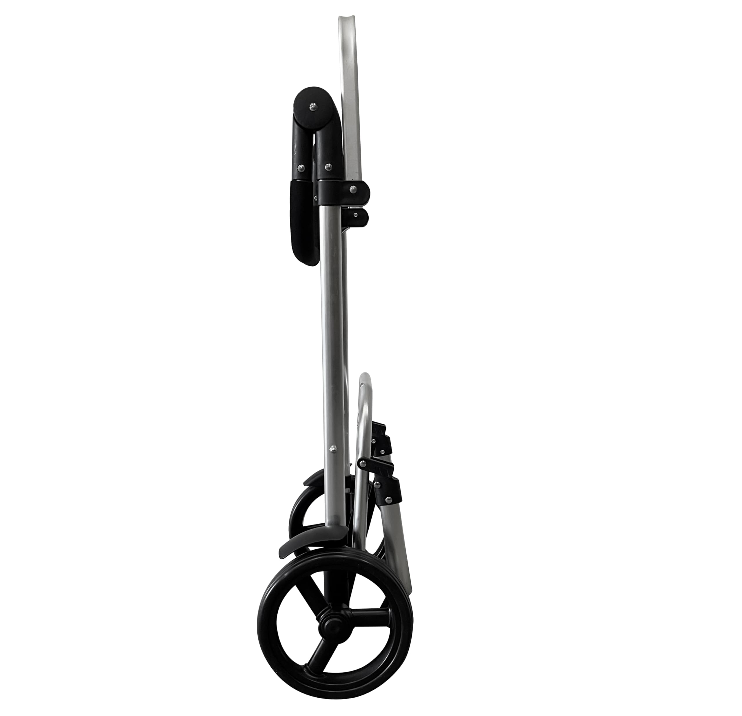 Faltbarer Aluminium Einkaufstrolley 57L (48L + 9L Kühlfach) Grau, 50kg Traglast, 35x45x98cm, Eva Leichtlaufräder Ø20,5cm, Klappbar, Als Sackkarre & Umhängetasche nutzbar, Einkaufswagen Haken
