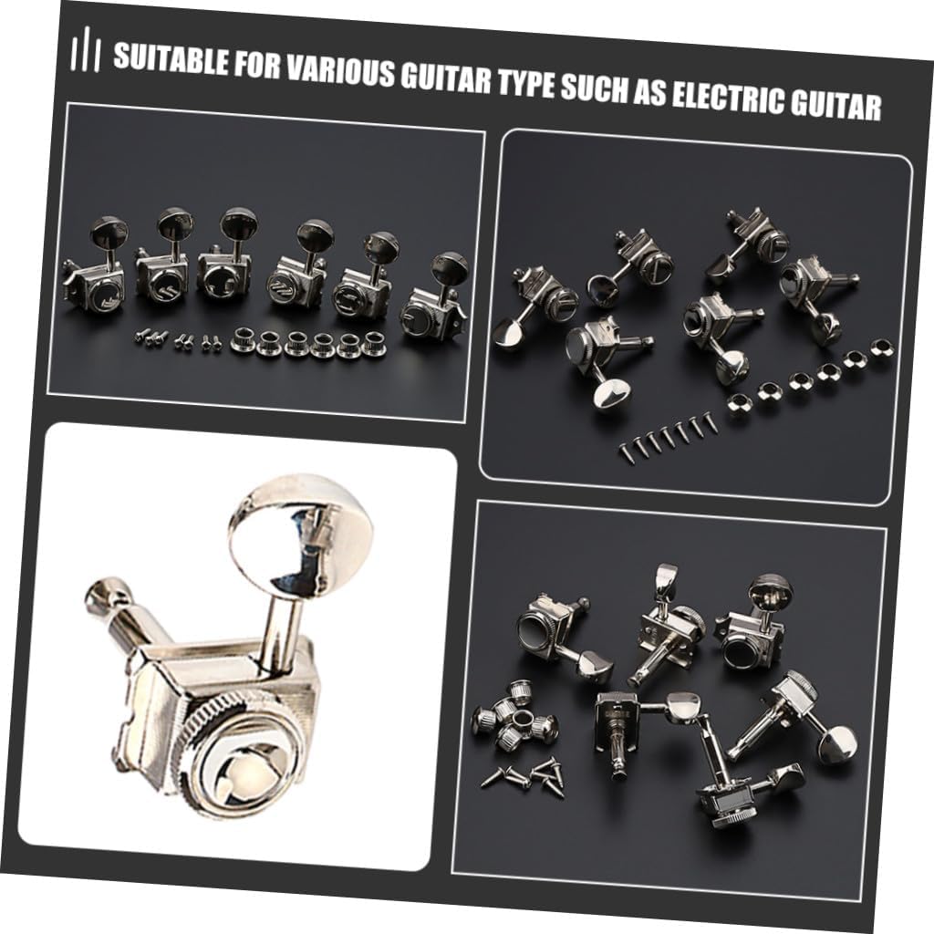 Kisangel 6Pcs Locking Guitar Tuners Pegs for Acoustic Guitar Accessories Durable Tuning Machine Heads for Ukulele String Replacement Ergonomic Design for Easy Use