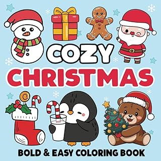 Bold and Easy Christmas Coloring Book: for Adults & Kids Featuring Big and Simple Christmas Designs with Cute Gnome Characters and Festive Cozy Spaces for Relaxation
