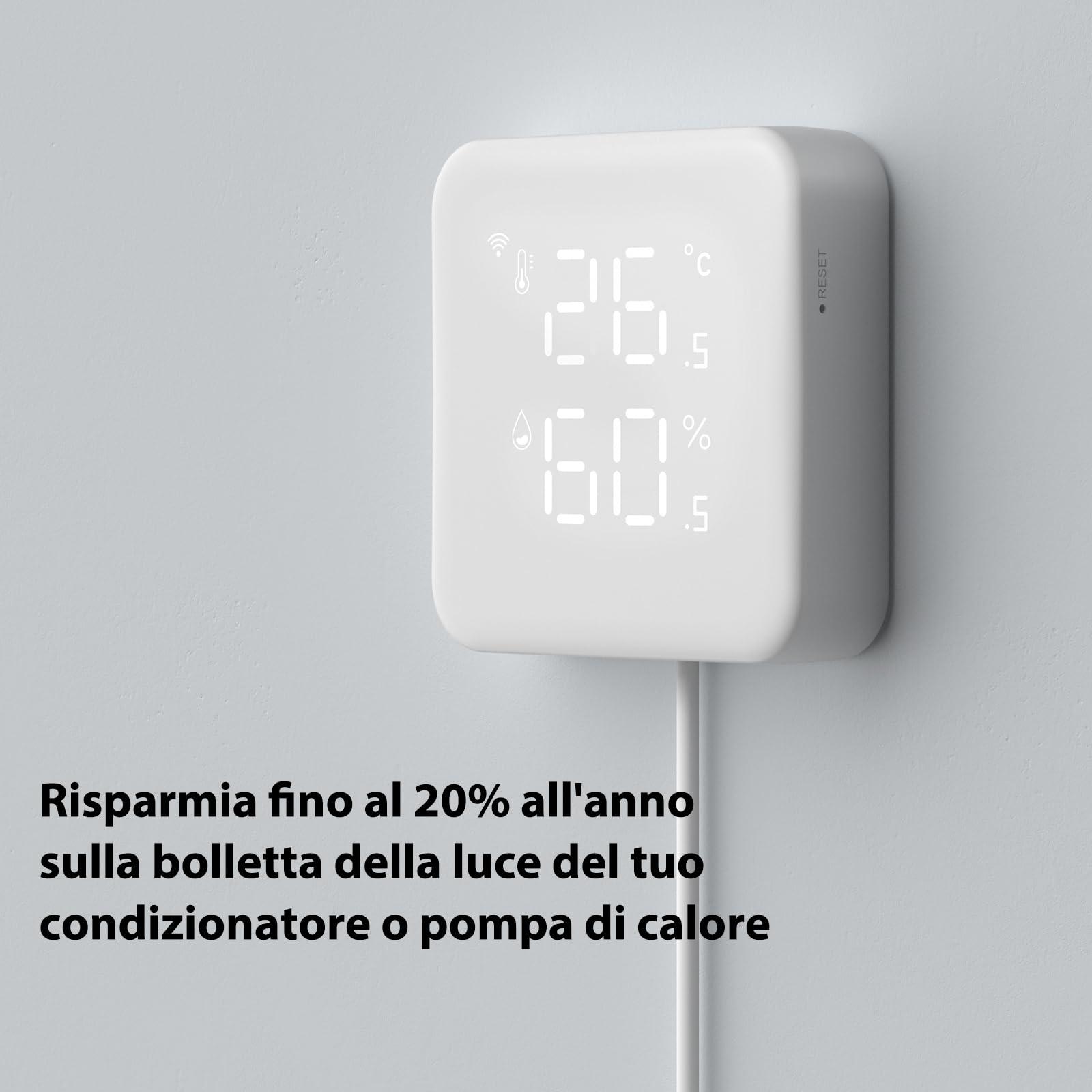 WOOX Controllo Intelligente per Climatizzazione e Pompe di Calore, Igrometro Termometro Telecomando con sensore IR, Termostato WiFi Domotica, compatibile con Alexa/Google