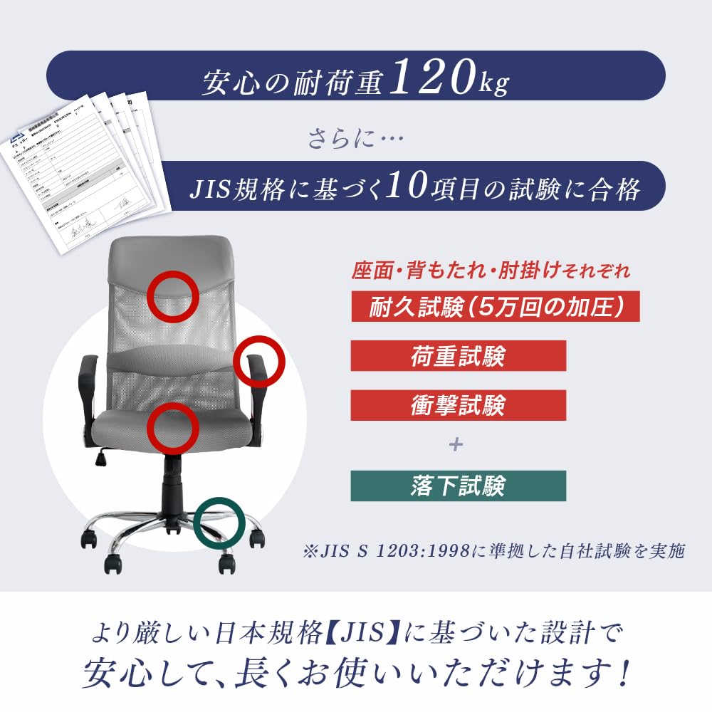 タンスのゲン オフィスチェア 腰楽ランバーサポート ハイバック メッシュ