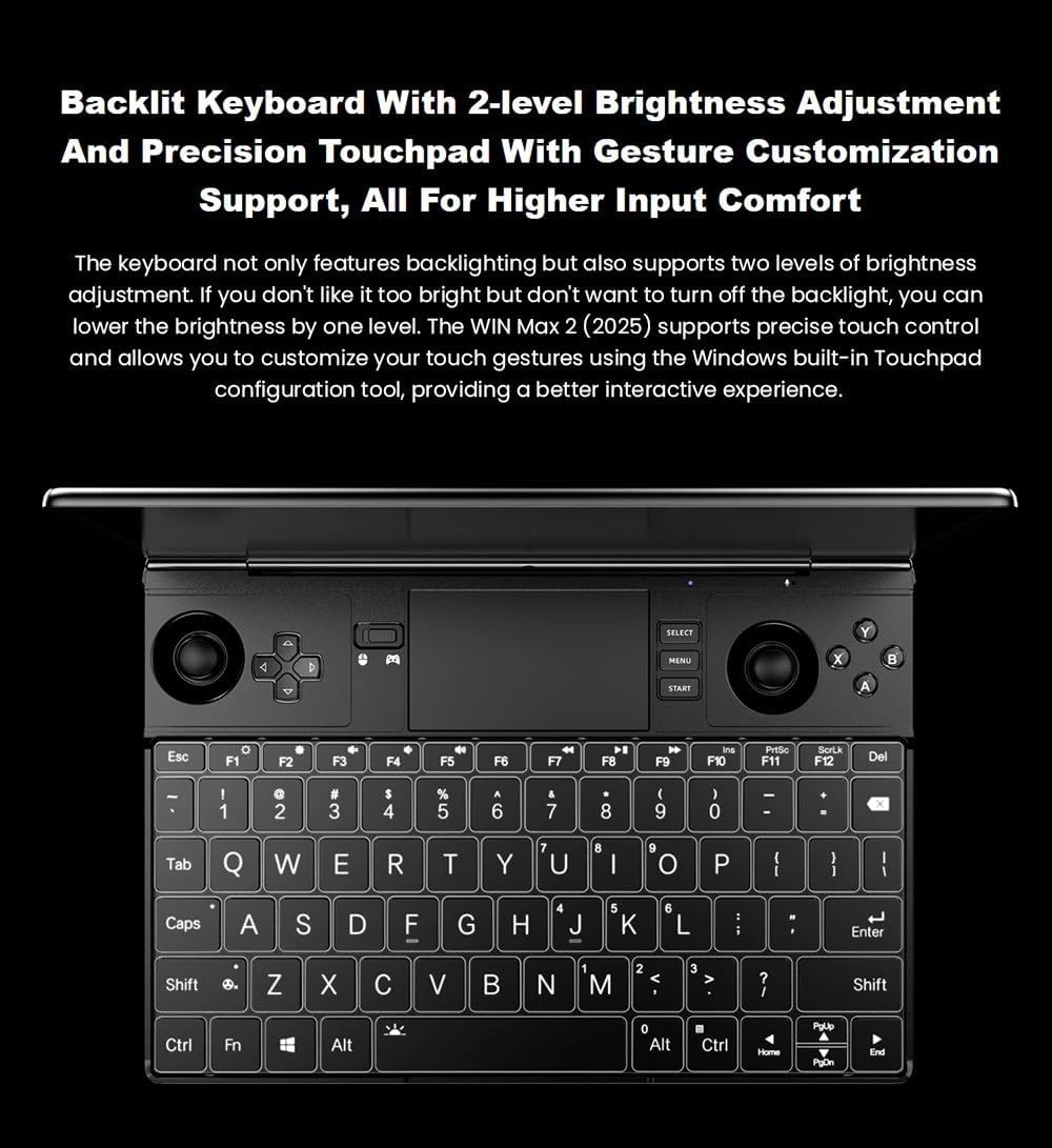 WEELIAO GPD Win Max 2 2025 Gaming Laptop with AMD Ryzen A1 9 HX-370 Processor, 10.1-Inch Touchscreen, 67Wh Battery, Hall Sensor Joysticks (AMD Ryzen AI 9 HX 370, 64GB RAM +2TB SSD)