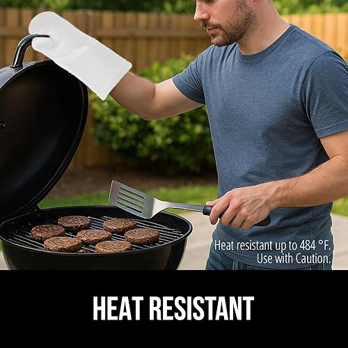 Miniatura 173 de GORILLA GRIP Juego de 4 manoplas de horno de silicona suave sin BPA y soportes para ollas, resistentes al calor, forro de algodón grueso, agarre Rojo