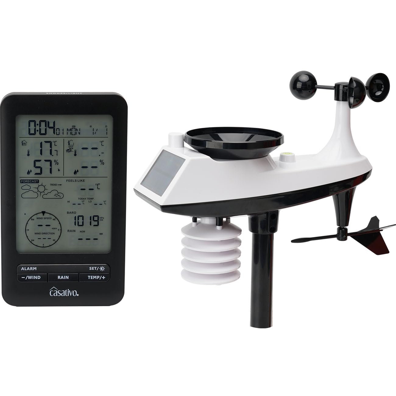 Profi Funk-Wetterstation mit Solar-Aussensensor – Niederschlag, Wind, Hygrometer & Wettervorschau – Präzise Wetterdaten Ihr dein Zuhause