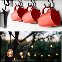 Vista 7 de 30 Pack Ceiling Hooks, 2 Inch Vinyl Coated Screw-in Hooks Hanging Plants & Flower Baskets, Multi-Function Cup Hooks for Indoors Outdoors - Black