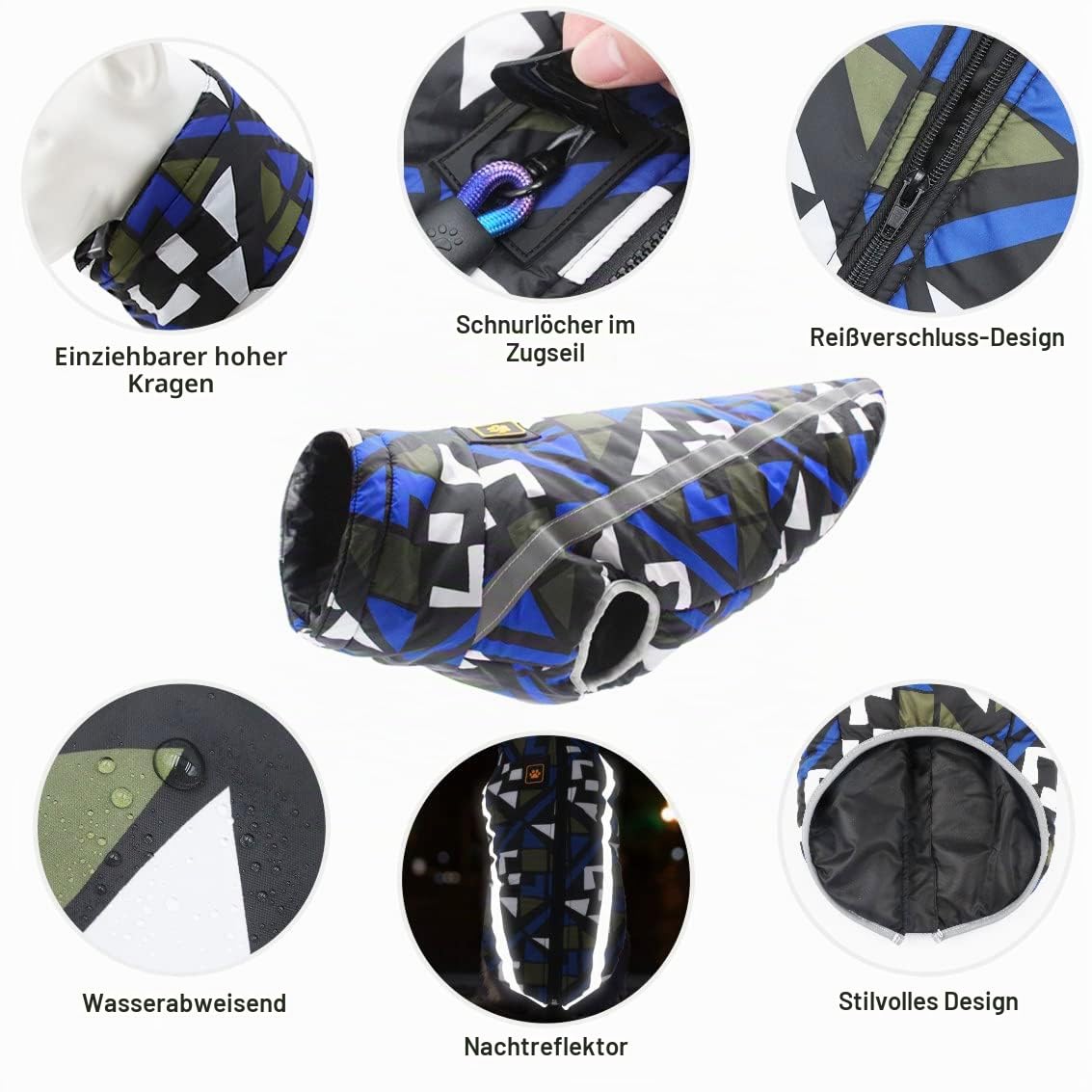 Idepet Haustier Katze Hundemantel, warme Hundepullover Winter klein mittel groß Hundejacken Weste Winddicht Schneeanzug Hundekleidung Outfit mit Gurtloch