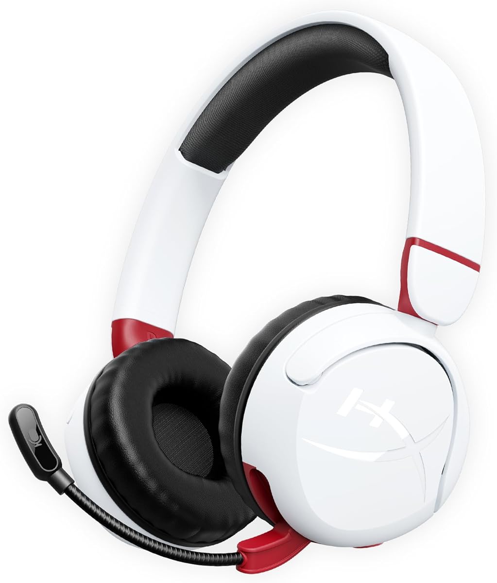 HyperX Cloud Mini – Wireless Headset,Compatible with PC,Chromebook,Nintendo Switch,PlayStation Controllers,Xbox Controllers,Phones, Laptops,Tablets,Volume Below 85dB,Immersive Sound,White
