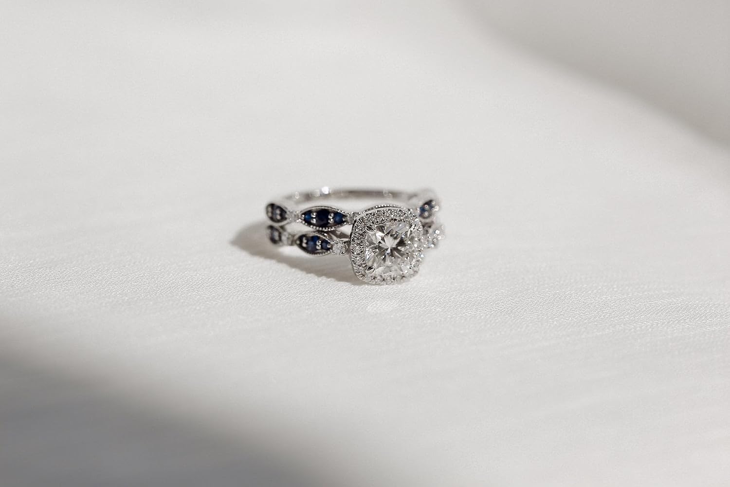 Kobelli Moissanite with Halo Eyelet Bridal Set (GH/VS)
