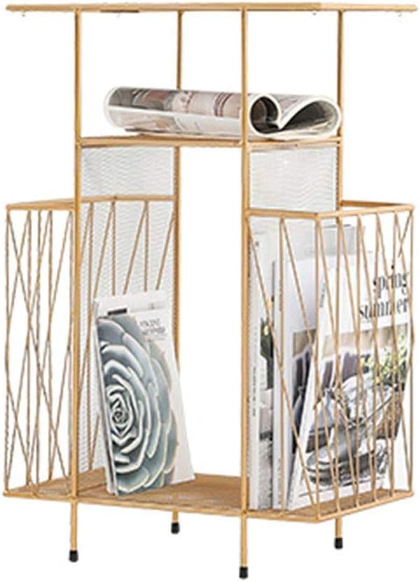 Magazine Rack Wrought Iron Floor Storage Multi-Layer Jewelry Decoration(E)