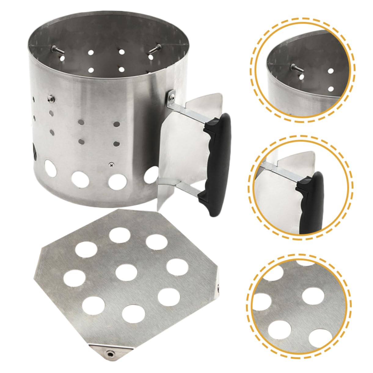 UKCOCO Kit Accendi Fuoco Barbecue Portatile in Metallo Inossidabile per Campeggio, Forno a Legna, Arrosti Esterni