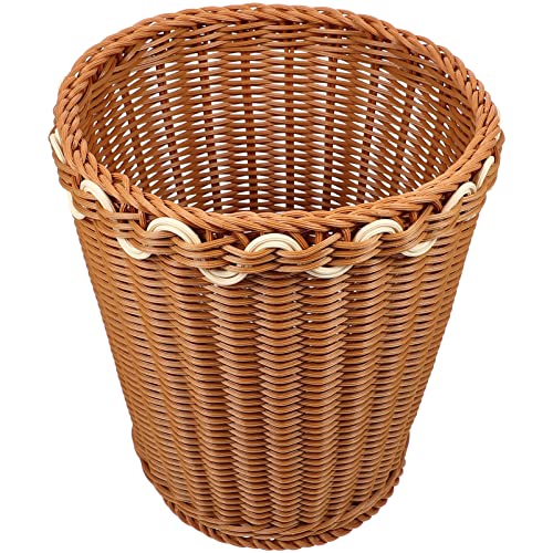Image of Alipis Waste Basket Woven Trash Can Natural Seagrass Garbage Bin Container Round Wicker Laundry Hamper Rubbish Pail Without lid for Bathroom Offices