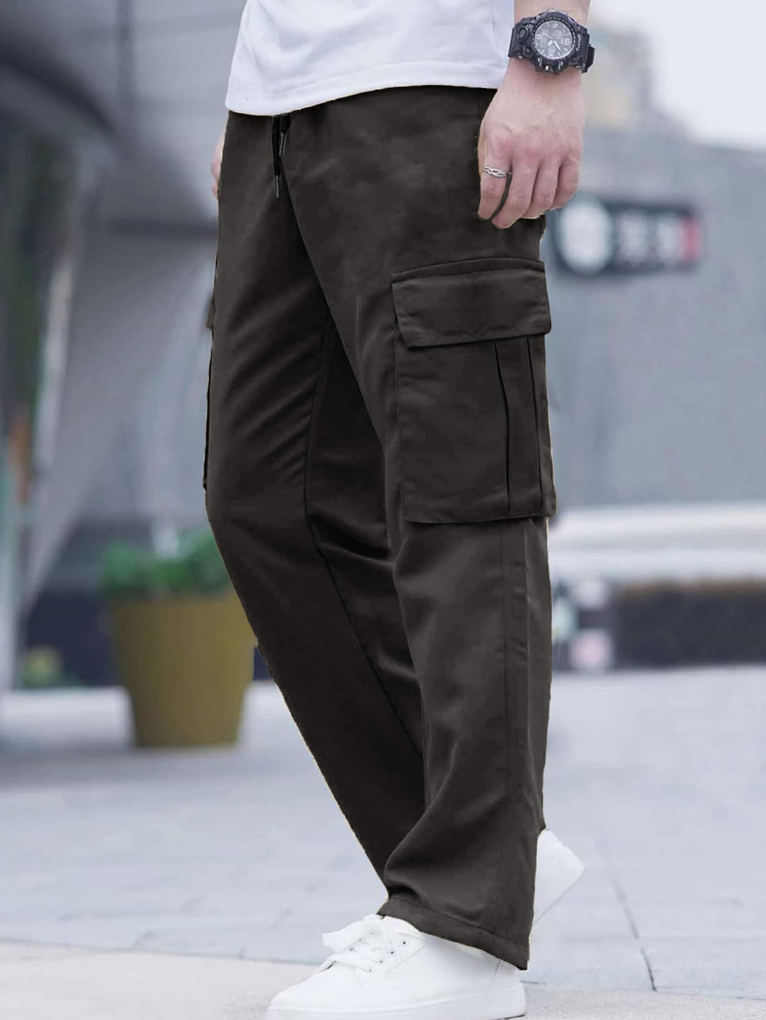 Comdecevis Herren Lässige Hose Comdecevis Lässige Cargohose für Herren, Workout, Jogginghose, Stretch-Sweathose, Wandern, Kordelzug, Taktische Hose mit Mehreren Taschen