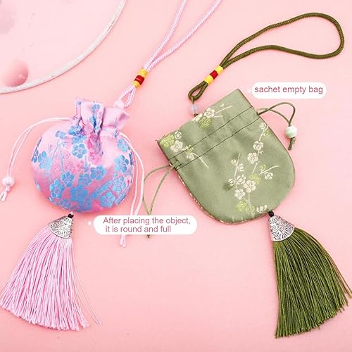 Miniatura 4 de Petunny 10 bolsitas chinas, con cordón, bolsa de brocado para joyas, brocado de seda, doble capa, con cordón, bolsa de regalo, para manualidades,