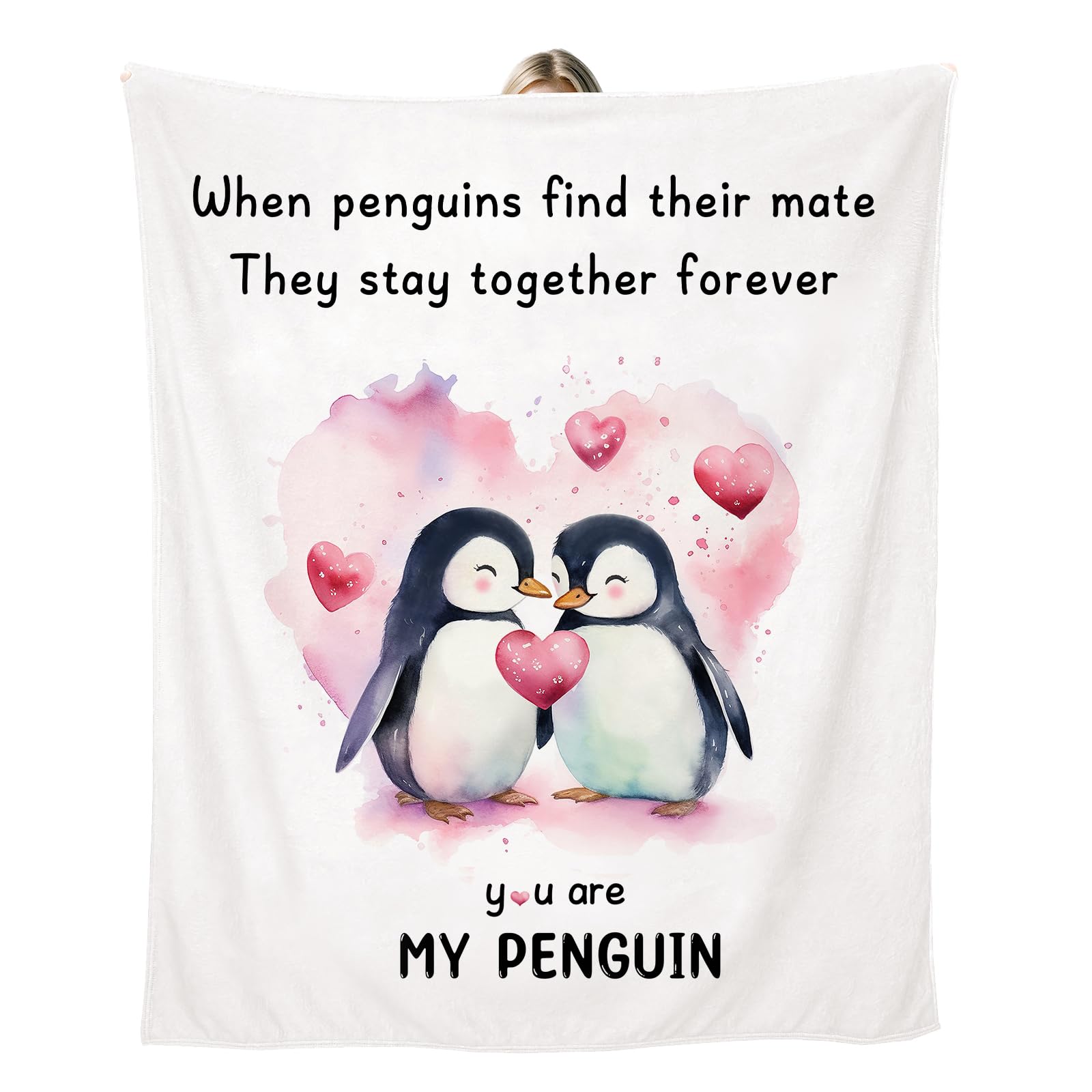 Unictop Penguins Valentines Gifts For Her Him, Christmas Anniversary Blanket Gift For Couple, Birthday Gifts For Boyfriend Girlfriend, Romantic I Love You Gift, Wedding Presents For Wife Husband, Penguin Blanket