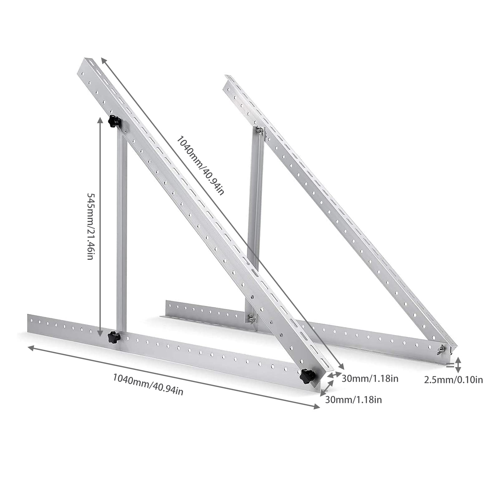 Supporto per pannello solare da 41", universale, per pannello solare da 200 W, 350 W, angolo di inclinazione regolabile, pannello solare, supporto inclinabile per barca, camper, ecc.