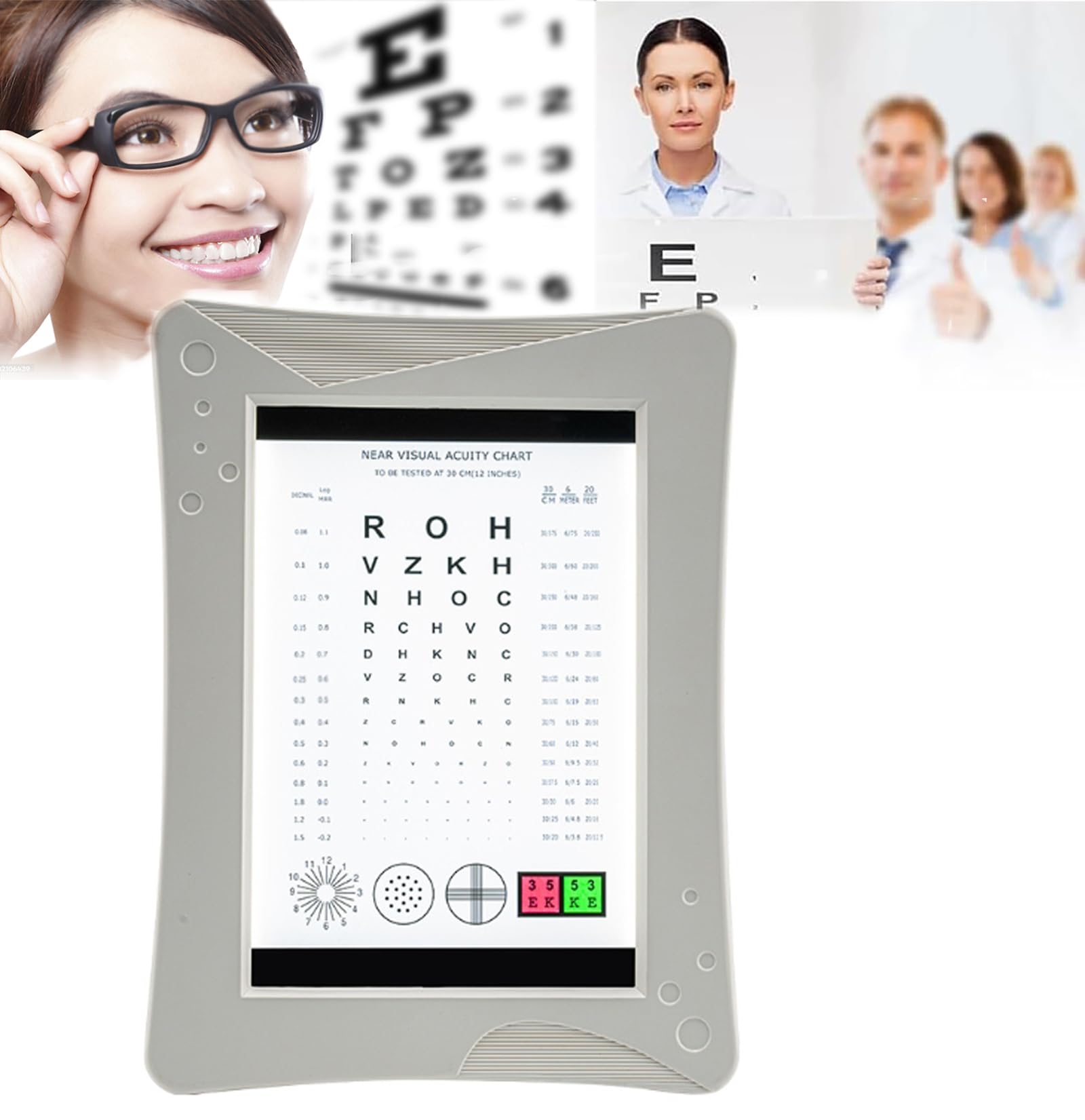 Scheda di prova di visione del LED con luminosità regolabile, distanza di lavoro di 25 cm, per scuole, cliniche e negozi di ottica